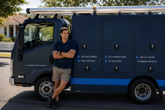 Our plumber with the service van on a Chatswood job